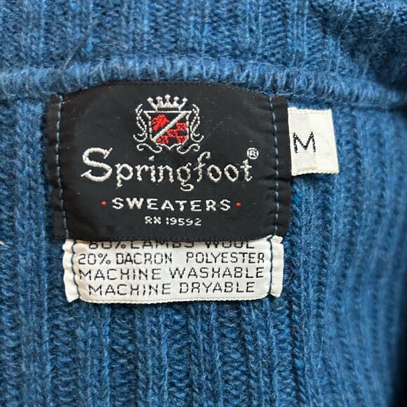 Vintage 1970s Teal Blue Wool Zip Up Sleeveless Sweated Vest / Medium - Picture 5 of 5